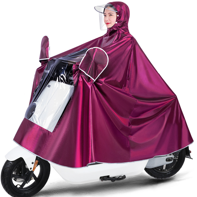 Coche eléctrico impermeable motocicleta poncho extra-grande engrosada sola moda máscara impermeable bicicleta impermeable adulto
