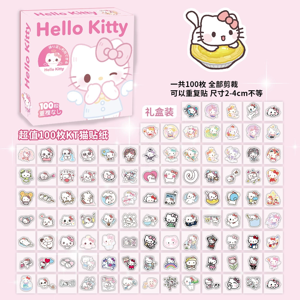 Boxed Sticker Pack, 100 Sheets, Anime & Character Emoticons, Assorted Designs