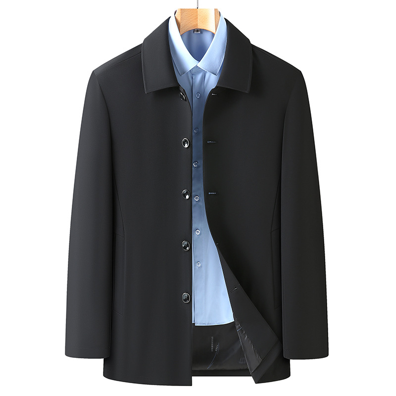 2022 Otoño e Invierno nueva chaqueta de alta gama solapa de negocios de los hombres papá de mediana edad desgaste chaqueta acolchada forrada de lana