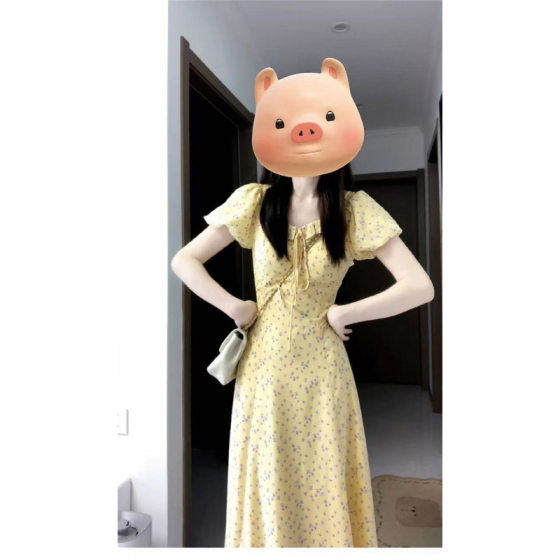 French Retro Puff Sleeve Floral Breastfeeding Clothes Summer Fashion Breastfeeding dress Summer Waist White Slimming Dress