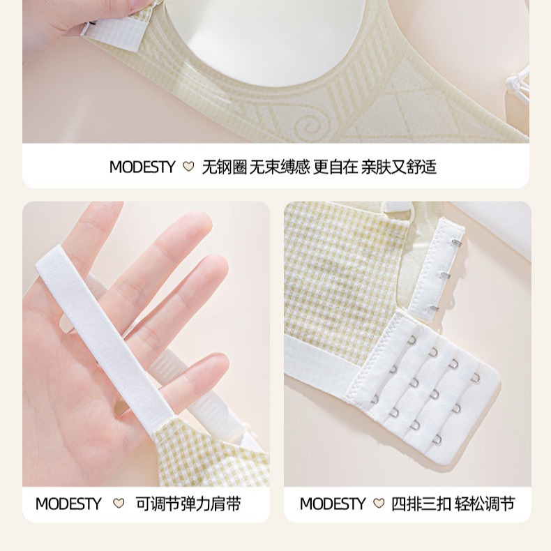 Ventas directas de fábrica comercio electrónico transfronterizo Sudeste de Asia Vietnam Tailandia damas dulces a cuadros sujetador de colección lateral fruncido