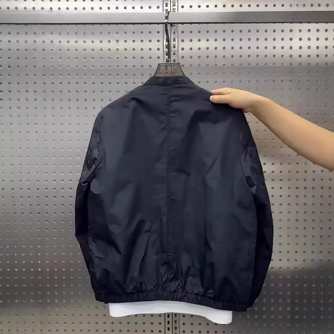 Simple Henry collar workwear new jacket autumn top versatile casual baseball collar versatile short slit jacket_voghion.com