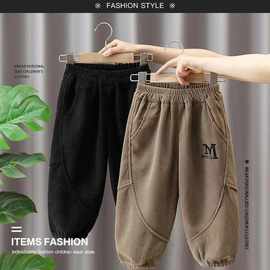 男童加绒裤子2025春秋新款一体绒宝宝灯芯绒长裤儿童秋冬条绒裤潮