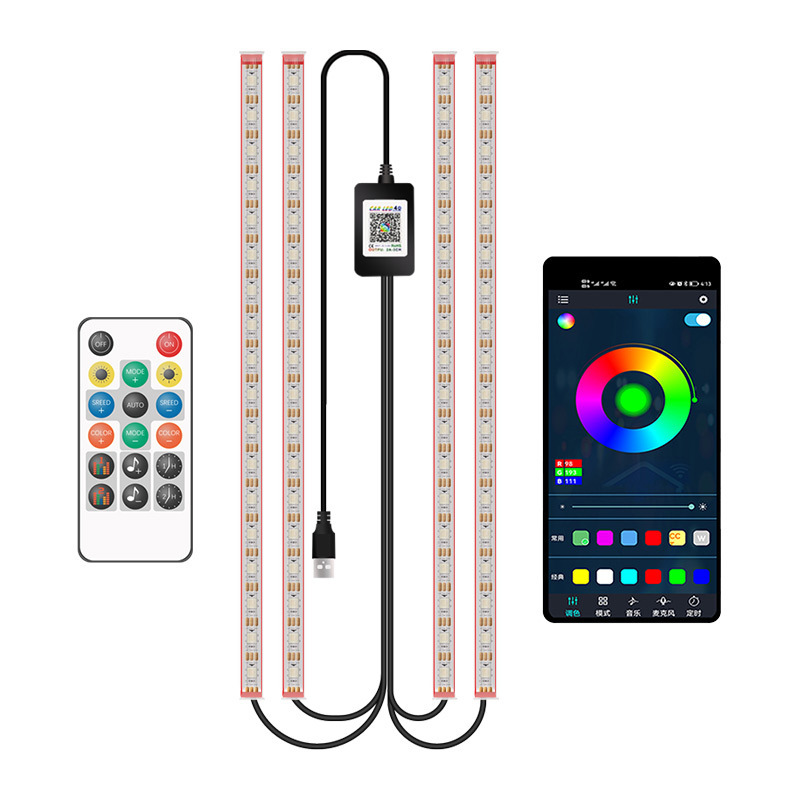 Luz de atmósfera de color fantasma de automóvil APP Bluetooth control remoto inalámbrico doble luz de atmósfera de control