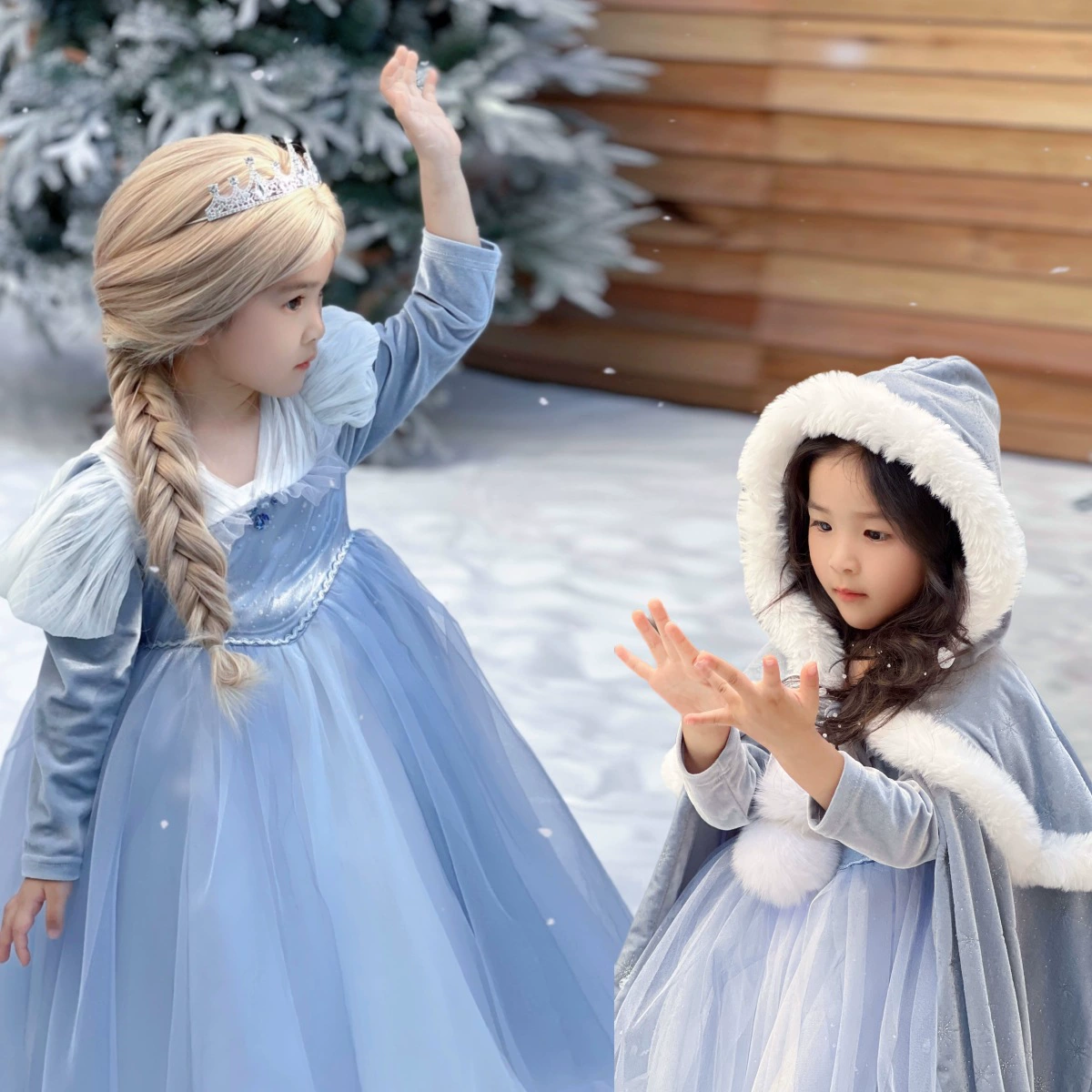 Платье принцессы Эльзы для девочек на осень и зиму с накидкой, детское светящееся платье Frozen Elsa, платье на день рождения