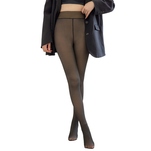 All-in-one translucent fake translucent stewardess gray thickened pantyhose bare leg artifact autumn and winter plus velvet leggings for women to wear outside