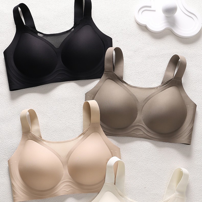 Transfronterizos ropa interior de tamaño grande para mujeres grandes pechos pequeños 3D cinturón cuerpo ropa interior de pecho sin anillo de acero de soporte superior de protección contra la caída del bra