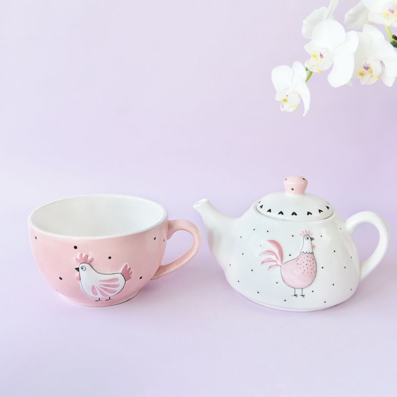 Vajilla de cerámica creativa casa tarde té serie una taza una olla taza traje resurrección Rosa oro pollo tetera