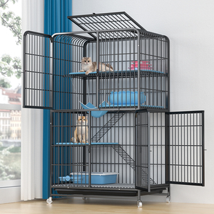 Cat Cage Household Indoor Extra Large Free Space with Toilet Integrated Double-Layer Cat Villa Cat Nest Cattery Cat Cage