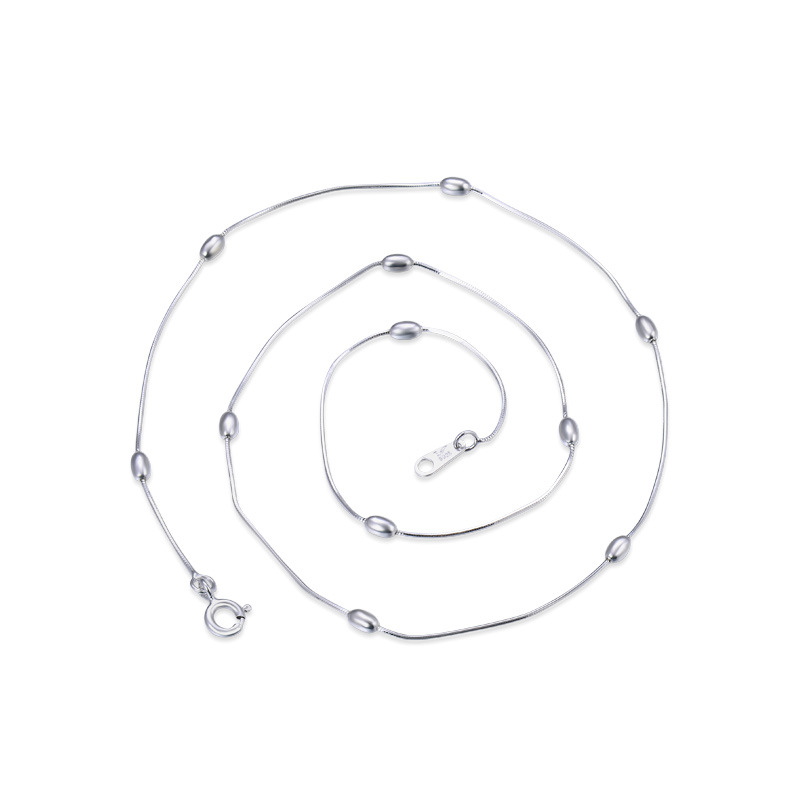 Collar de plata esterlina s925 mujer cadena de plata sin colgante cadena de cuentas hombre cadena de clavícula cadena de suéter de alta calidad cadena de celana