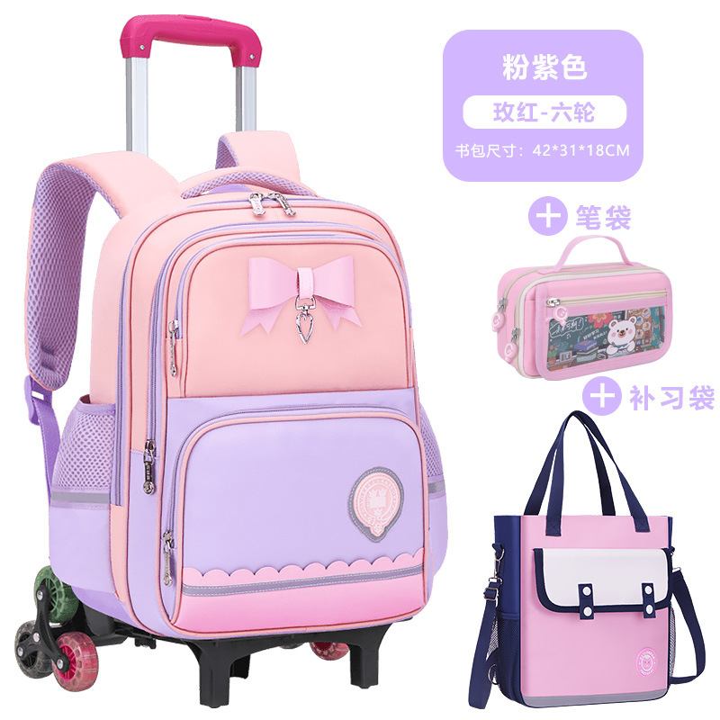 Mochila Escolar con Ruedas para Primaria Grados 2-6 de Tela de Oxford Impermeable Reducción de Carga para Escuela