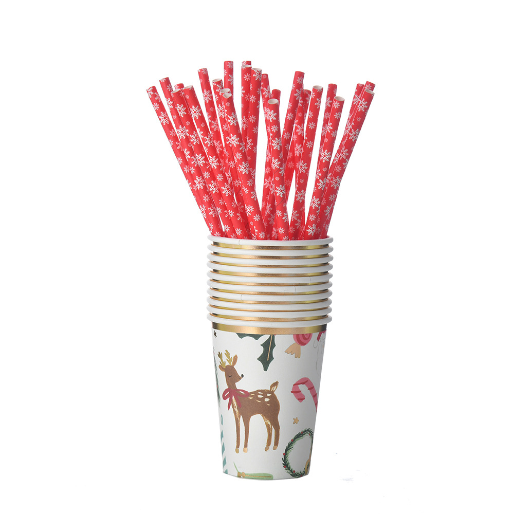 Transfronterizo nuevo plato de papel desechable taza de papel dorado decoración suministros traje de Navidad tema Fiesta vajilla