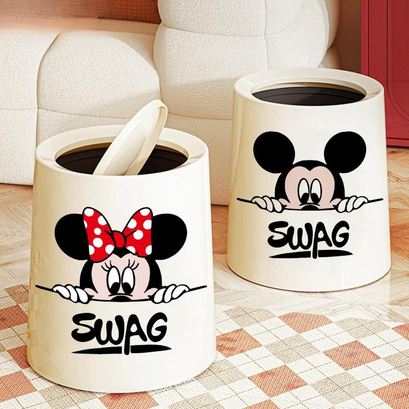 Double-Layer Living Room Trash Can for Home Use, Modern Large-Capacity Cute Mickey Creative Large Wastebasket for Bedroom