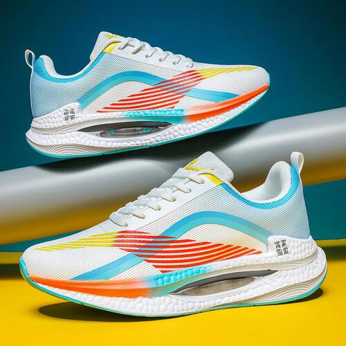 2025 couple's sneaker men's shoes fashionable flying knitted breathable light air cushion trend youth sports running trend shoes