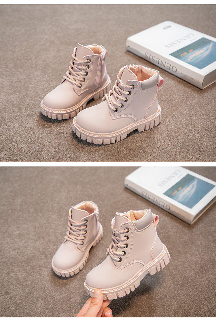 Girls' Martin 2024 autumn winter new collection, children's British style fashionable short boys' leather boots,_voghion.com