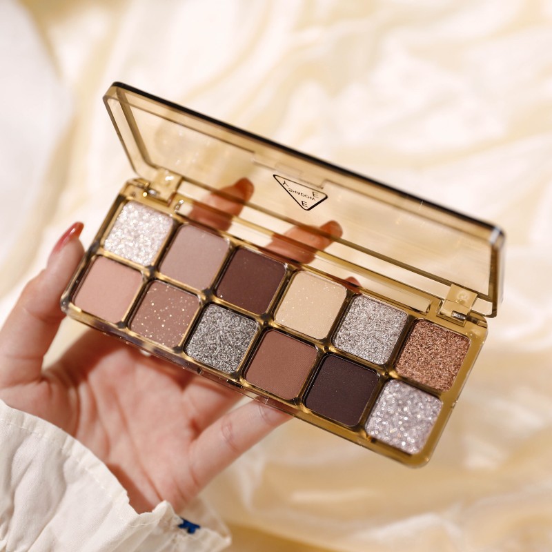 New Super Flash Cement 12 Color Eye Shadow Palette Matte Pearlescent Earth Color Cold Tea Brown Affordable Eye Shadow Makeup Wholesale