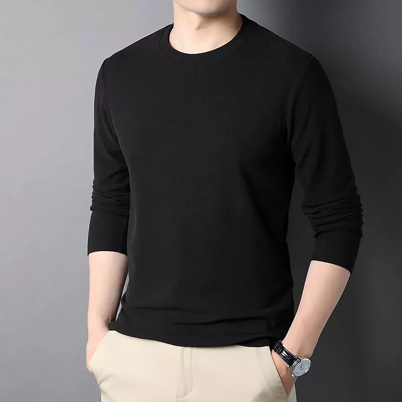 源头厂家发热保暖内衣上衣t恤长秋冬修身圆领双面德绒男士T打底衫