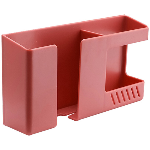 Wall-mounted double-compartment storage box Home living room remote control miscellaneous storage box Bedroom mobile phone charging storage rack