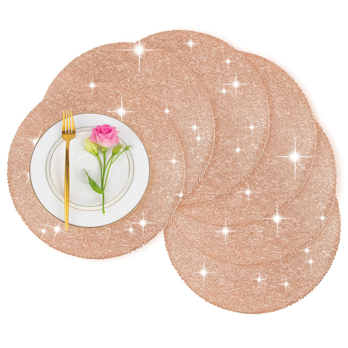 Estampado de oro almohadilla de mesa de pvc almohadilla de mesa de fiesta redonda impermeable cubiertos de hotel almohadilla de mesa decoración al por mayor antideslizante