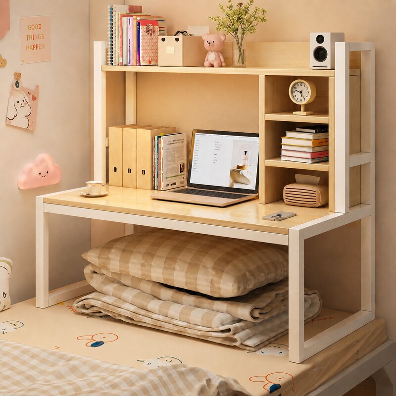 Bed desk, dormitory essential, steel frame storage rack, college student bedside writing desk, bay window table, upper bunk computer desk Bed desk, dormitory essential, steel frame storage rack, college student bedside writing desk, bay window table, upper bunk computer desk