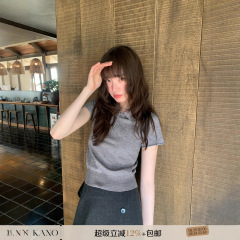 你好卡农 polo领插肩袖针织短袖t恤女夏2025新款修身简约短款上衣