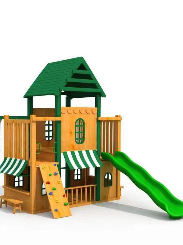 Gran patio, jardín de infantes americano, villa multifuncional, Huanghuali, tobogán combinado de madera para niños, columpio, envío gratis