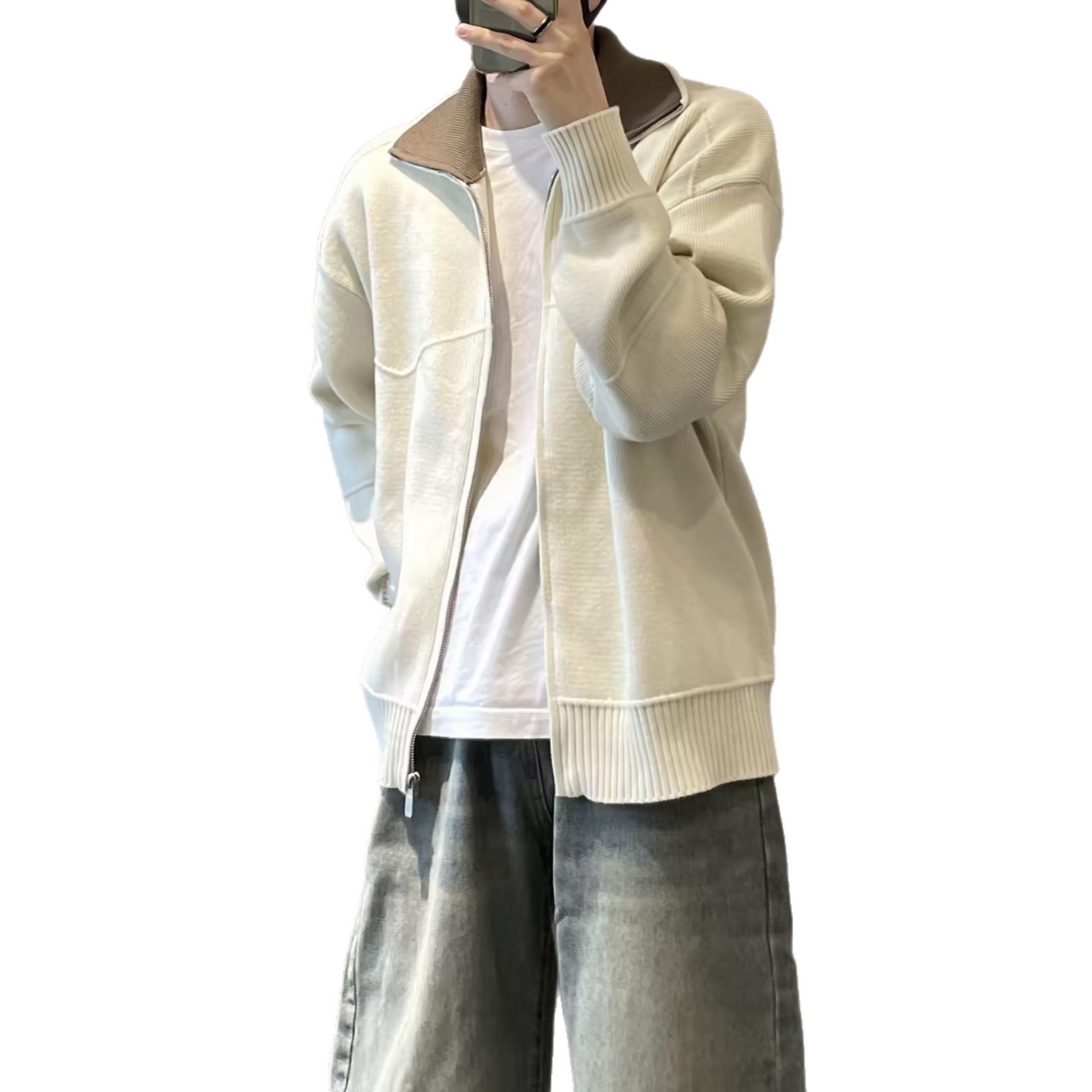 Explosiones transfronterizas de tamaño europeo de jersey de punto suéter hombre polo con la solapa cardigans chaqueta fábrica de marea al por mayor