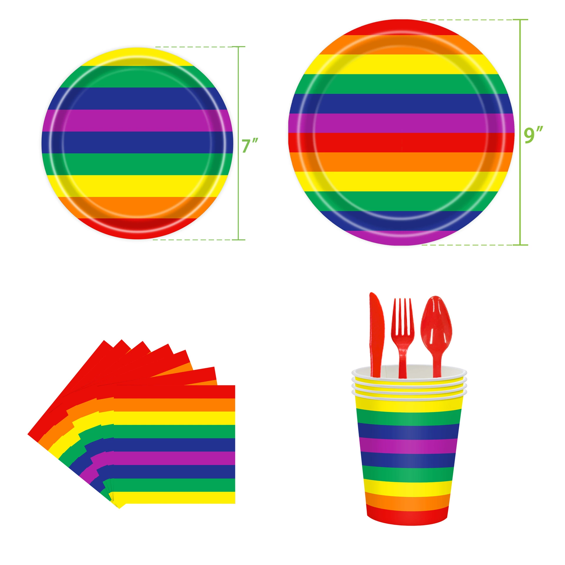 Rainbow тарелка для ужина, одноразовая посуда, салфетки, набор, новая коллекция, оптовая продажа