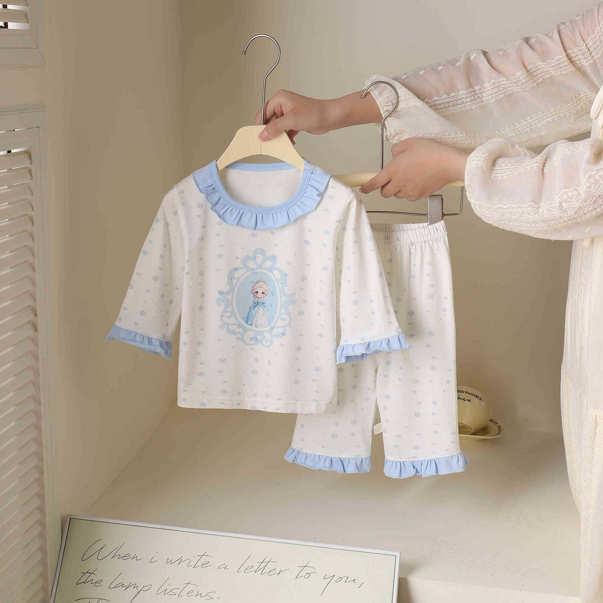 Children's Summer Lyocell Cotton Three-Quarter Air Conditioning Suit Parent-Child Pajamas Boneless Home Clothes