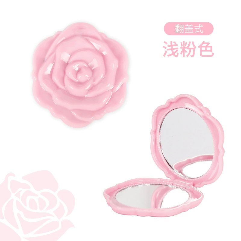 Folding double-sided pocket mirror, rose design, compact handheld (0.03 kg)