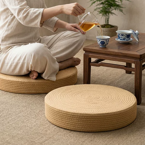 Cotton Rope Futon Cushion Japanese-Style Meditation Cushion Home Use Tatami Round Thickened Kneeling Meditation Cushion Thickened