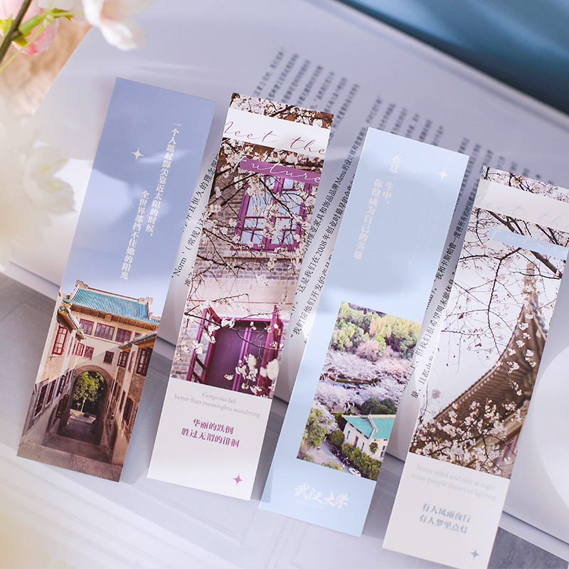 Muyan University marcadores de la serie de la universidad paisaje del campus estudiantes de lectura marcadores tarjeta de lectura tarjeta de mensaje