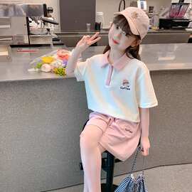 女童夏装套装2026新款女孩网红洋气时髦短袖儿童装夏季短裤两件套