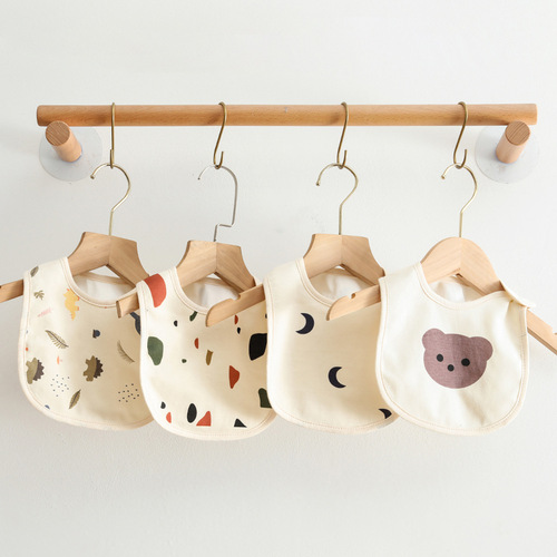 ins Korean version of the bear cartoon baby bib saliva bag baby cotton saliva bag children's waterproof pure cotton bib