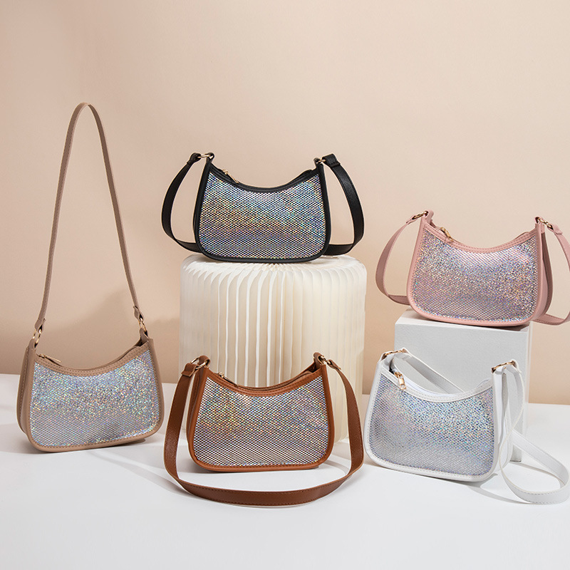 Bag Lady 20232 New Model Glitter Material Shoulder Bag Underarm Bag Small Bag Casual Simple Phone Bag Foreign Trade Bag