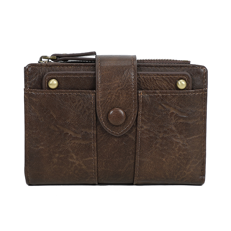 Nuevo RFID antimagnético bolso anti-robo cepillo medio y largo retro bolso de mano de piel de cera de aceite pu multifuncional bolso de mujer