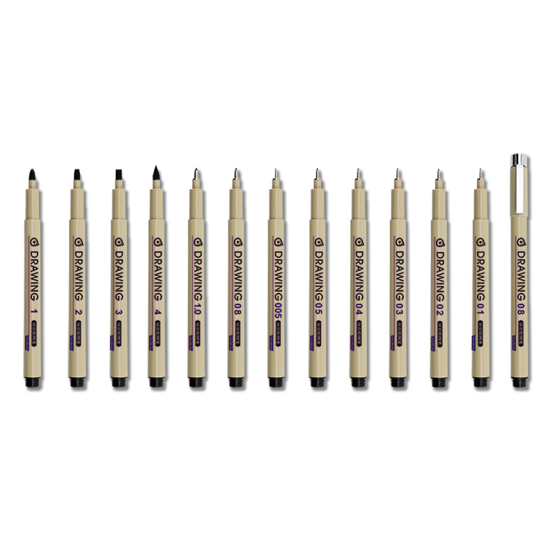 Aguja pluma flor de cerezo mismo gancho impermeable pluma dibujo pluma pintada a mano diseño arte boceto tubo de aguja negro 12 sets