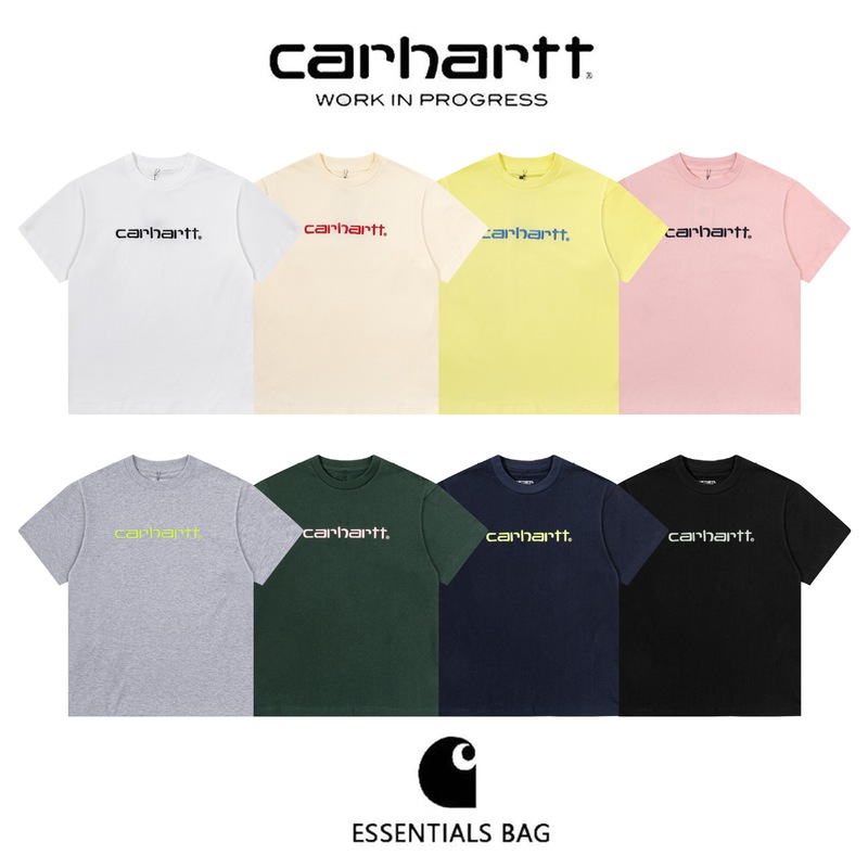 2026 Carhartt Short-Sleeved T-Shirt with Embroidered Letters on the Chest, Round Neck, Pure Cotton, Loose, Casual, Versatile, Unisex Couple Shirt