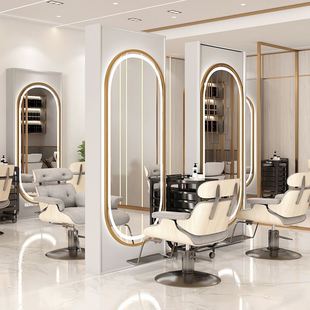 Mirror with Light Hairdressing Mirror Table Single-Sided Internet Celebrity Trendy Hair Salon Wall Hanging Hair Cutting Makeup Mirror Barber Shop