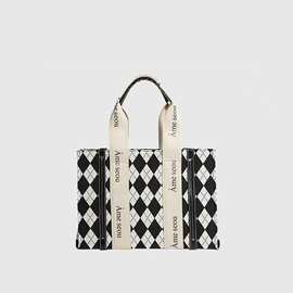 时尚高级大容量托特包女2024秋冬新款百搭帆布包通勤单肩斜挎包