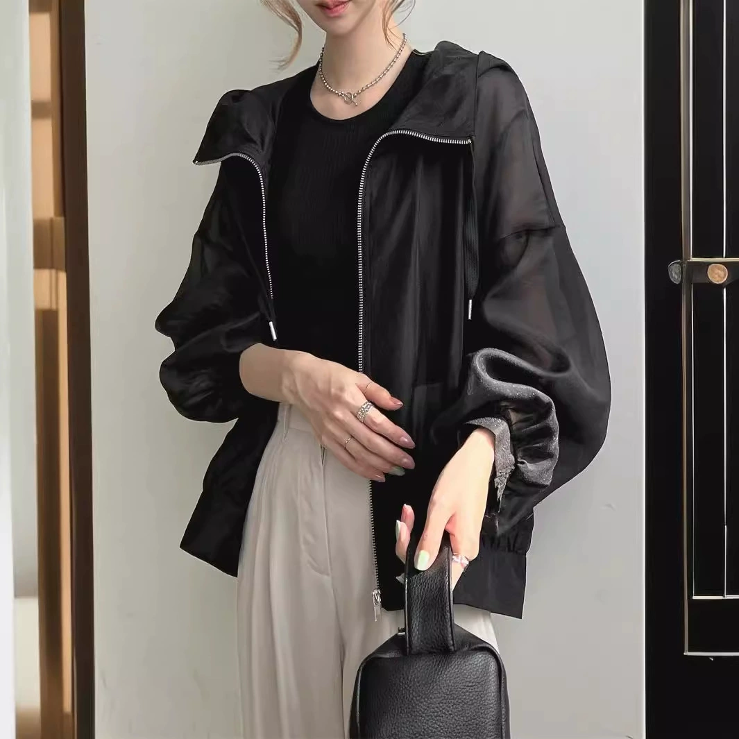 Жакет с капюшоном и солнцезащитой японского стиля, Women's lightweight thin UV protection