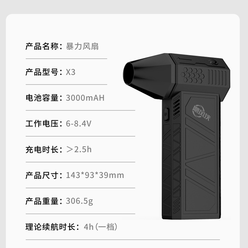 130,000 RPM Brushless Storm Hurricane Pro High-Speed Turbo Electric Hair Dryer – Portable Cordless Handheld Outdoor Dust Blower