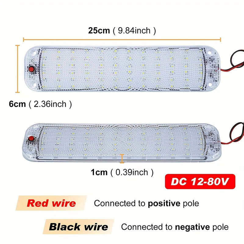 Neutral Ultra-Bright Truck Led Compartment Light 72 Beads 12-80V Rv Cab Reading Light Trunk Light Panel
