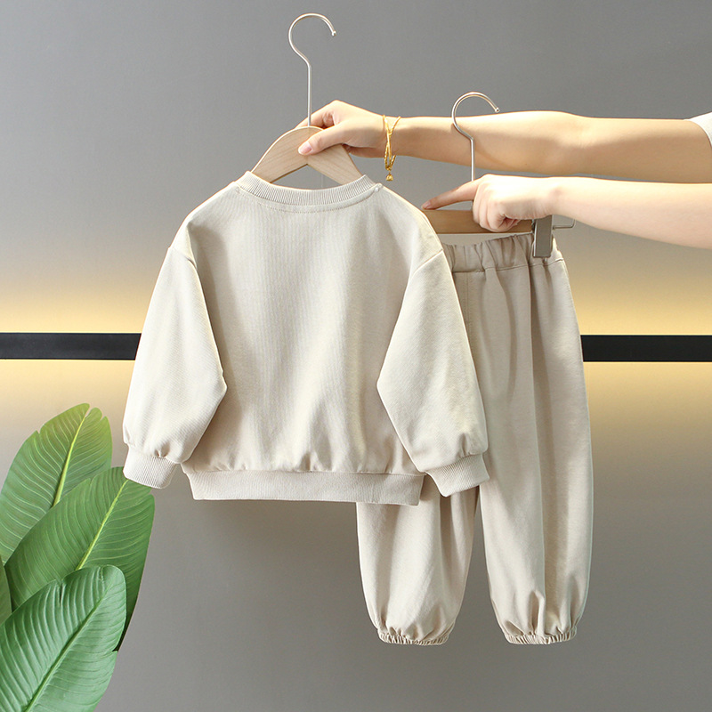 6166 Traje de suéter de primavera y otoño para niños 2025 nuevo estilo estilo occidental bebé niño ocio deporte traje de dos piezas moda para bebés