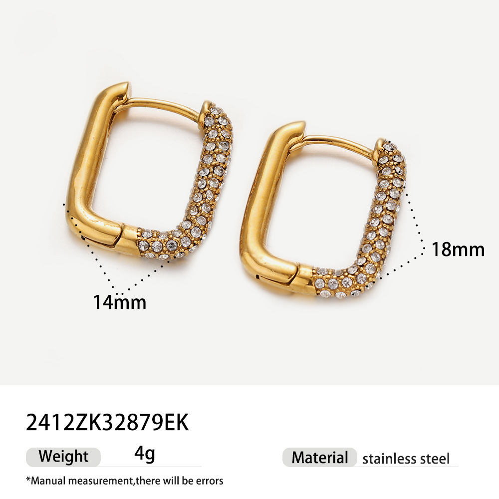 Taina Europa y los Estados Unidos transfronterizos diamantes de acero de titanio geometría simple pendientes de acero inoxidable pendientes de diamantes de color universal