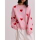 Love Embroidered Crewneck Autumn and Winter Sweater Women Cross-border Wholesale European and American 2024 Loose Casual Thickened Top Knitted Sweater