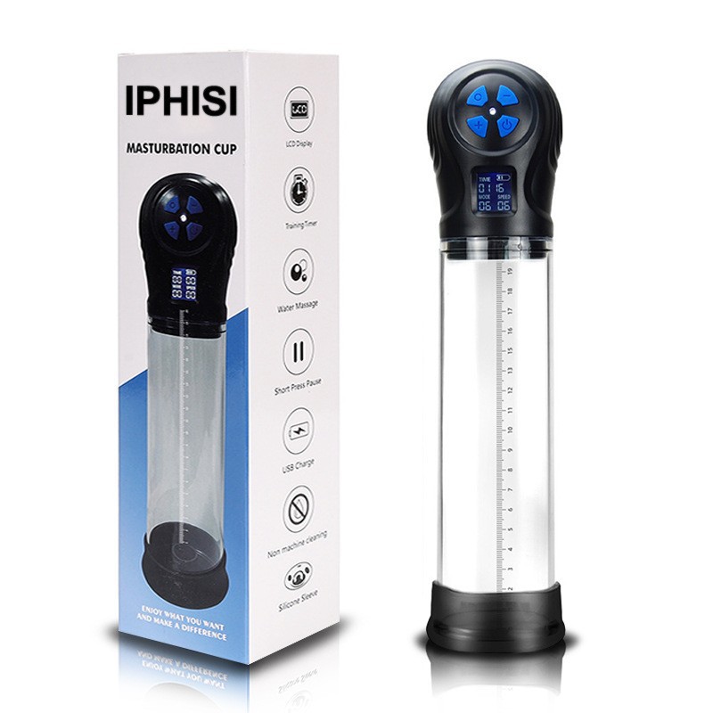 IPHISI LCD spa Taza eléctrica pene bomba masculina Ampliación de carga juguetes sexuales ejercitador juguetes adultos del sexo
