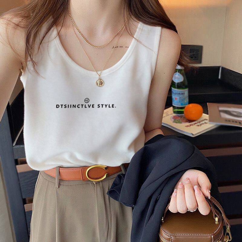 Cotton Vest Women's Sling Suit Inner Base Shirt Summer New Thread Slim-fit Covering Para-breasts Outer Top Women
