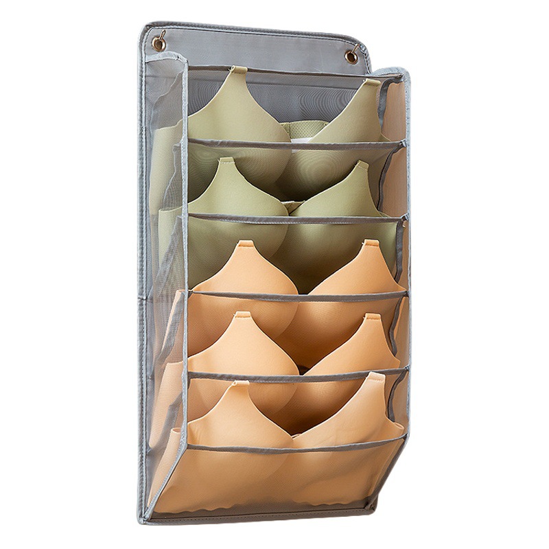 Calcetines de tela montados en la pared sin perforaciones Sujetador Bolsa de almacenamiento de ropa interior Armario de dormitorio Caja de almacenamiento montada en la pared Bolsa colgante de almacenamiento