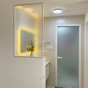 Wholesale Bathroom Half Wall Oil Painting Ultra White Water Ripple Art Glass Partition Screen Toilet Shower Room Washbasin